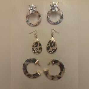 Set of 3 Animal Print Earrings